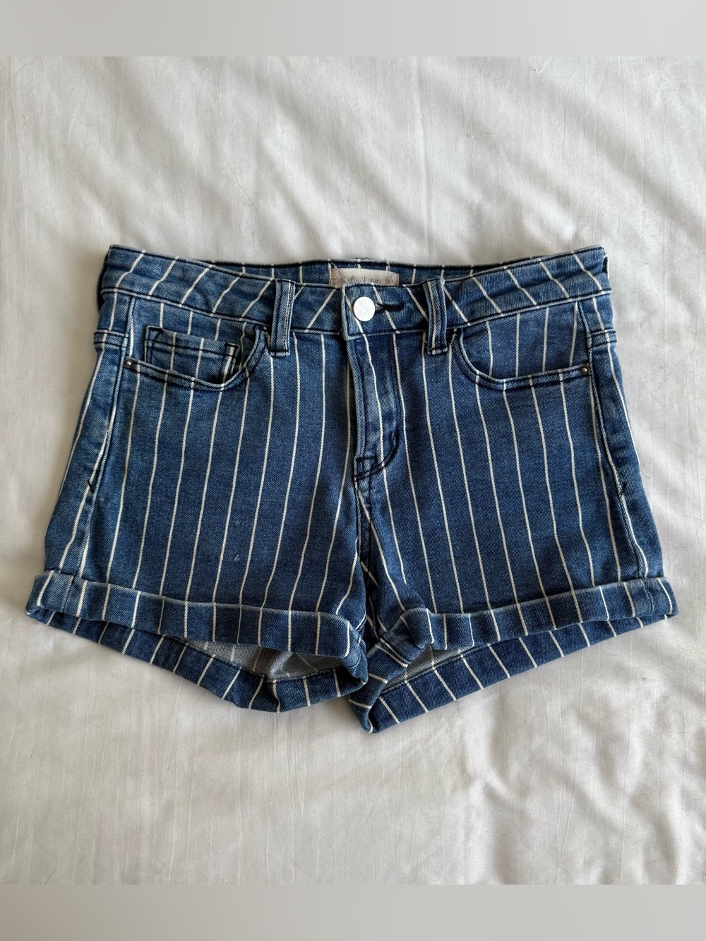 Altar’d State Pinstripe Denim Shorts